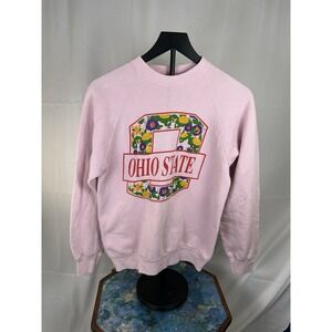 Vintage 1992 Ohio State Buckeyes Floral Sweatshirt Pink Screen Stars Large USA